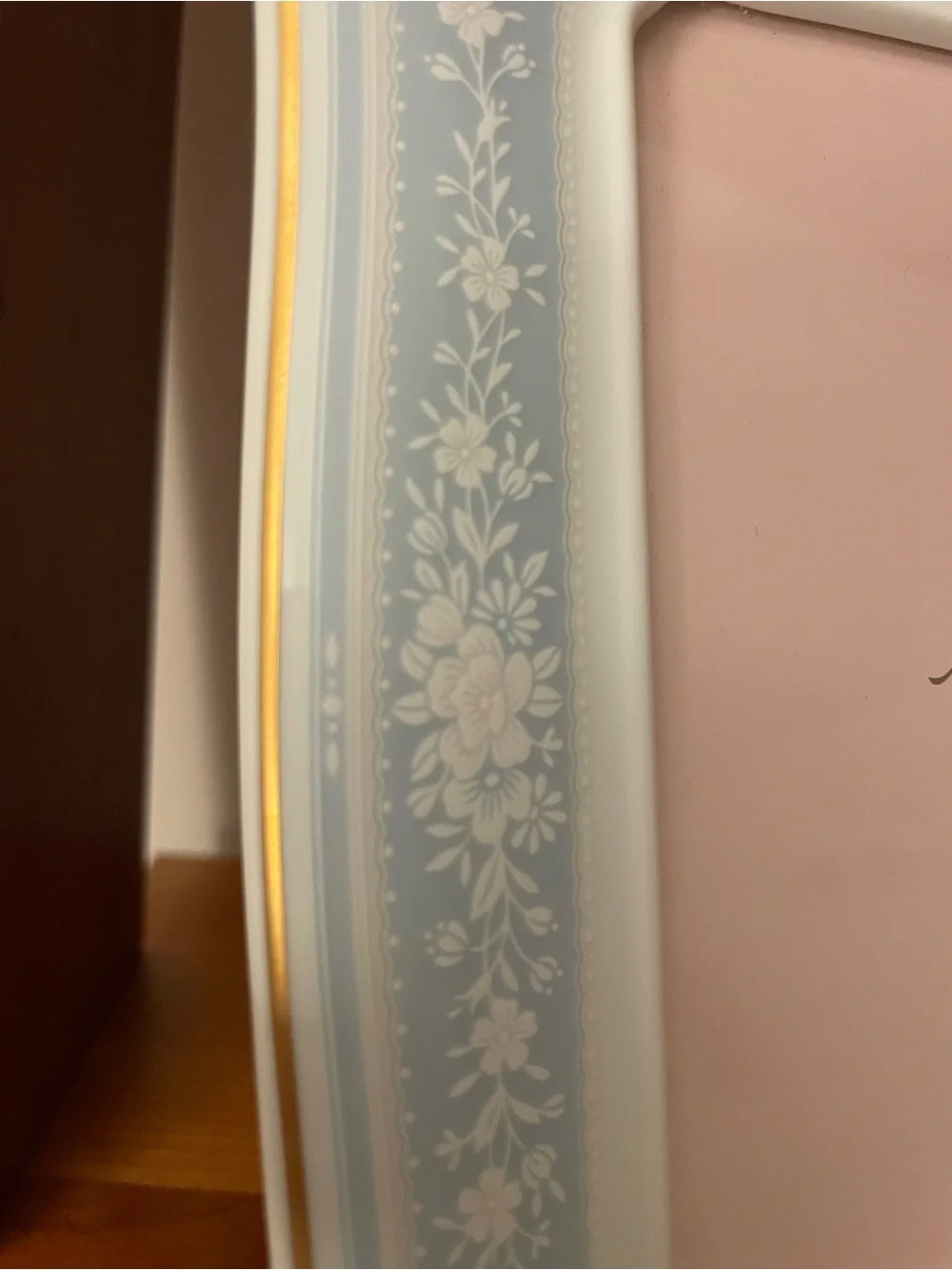 New Noritake Light Blue Floral and Gold Accent Ceramic Frame
